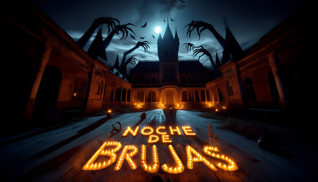 Texto de Noche de Brujas hecho de velas