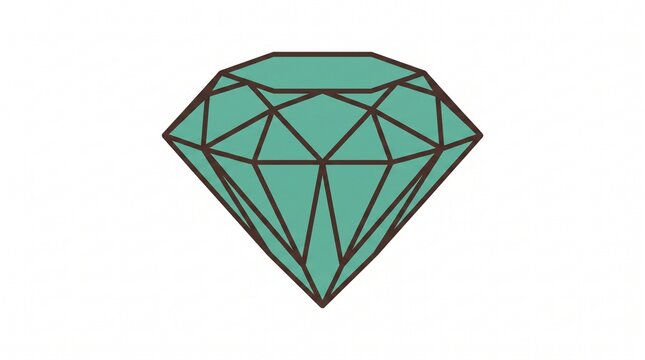 Diamond Gem Flat Vector Icon Simple Solid Color Luxury Design