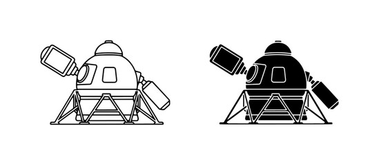Lunar Lander Vector Icons: Spacecraft Landing Module, Sci-Fi Exploration, Retro Rocket Ship © Russel
