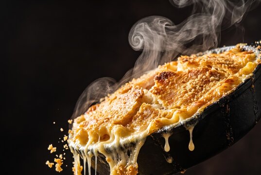 Golden Cheese Gratin in a Cast Iron Skillet with Steam