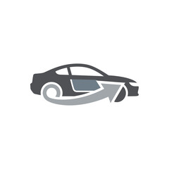 Fototapeta premium Car profile icon with performance arrow.