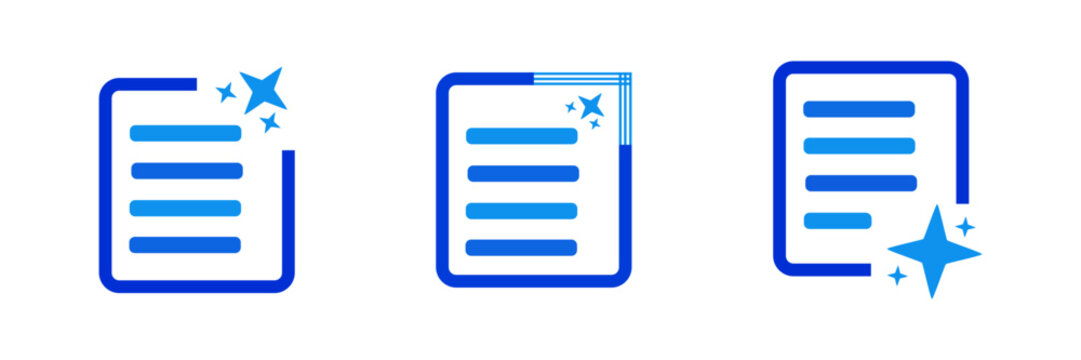 Blue document icon set representing artificial intelligence writing.