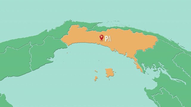 Mapa de Panam&aacute; con divisi&oacute;n pol&iacute;tica resaltando la provincia de Panam&aacute;