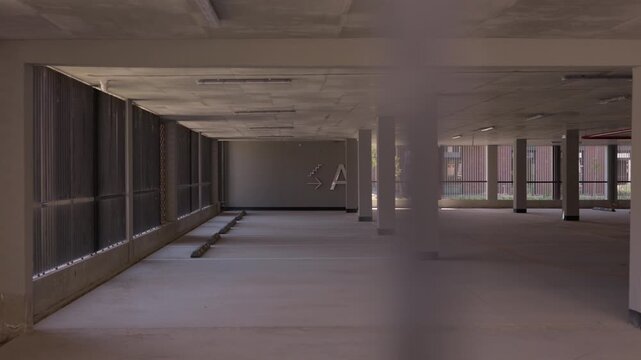 Empty parking area inside modern residential complex