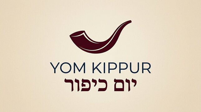 Yom kippur greeting card design with shofar horn vector illustration