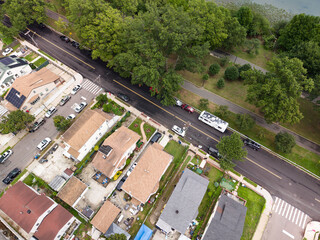 Obraz premium Panoramic Aerial View of Jersey City and Hudson River