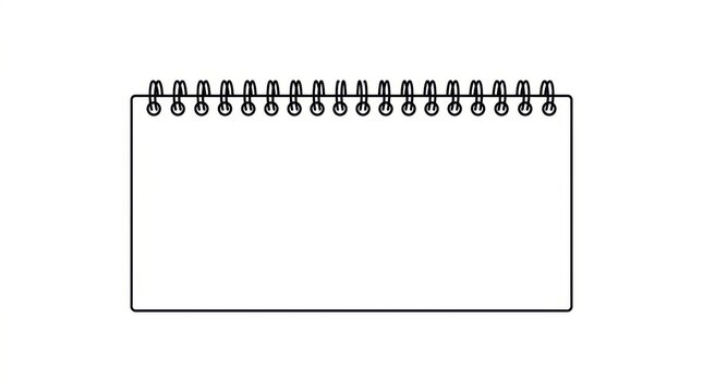 Spiral notebook with blank pages is depicted as a black and white line drawing spiralbound stationery writing office school