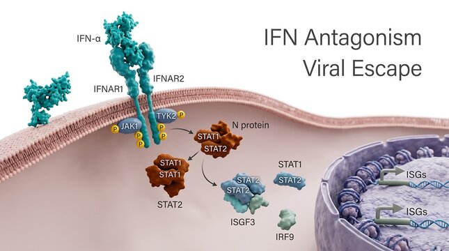 Cellular mechanism of ifn antagonism and viral escape infection process with receptor