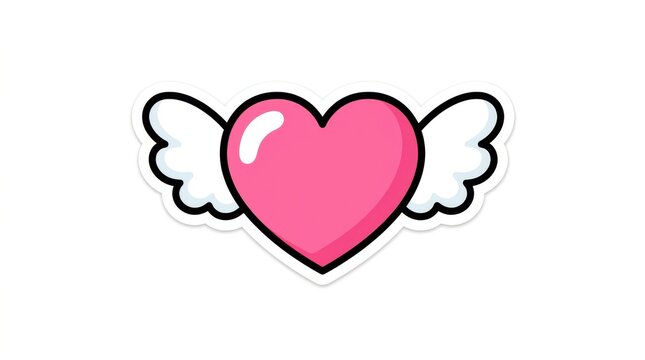 Pink heart with white wings is a colorful vector illustration on a transparent background winged-heart valentine love affection romance