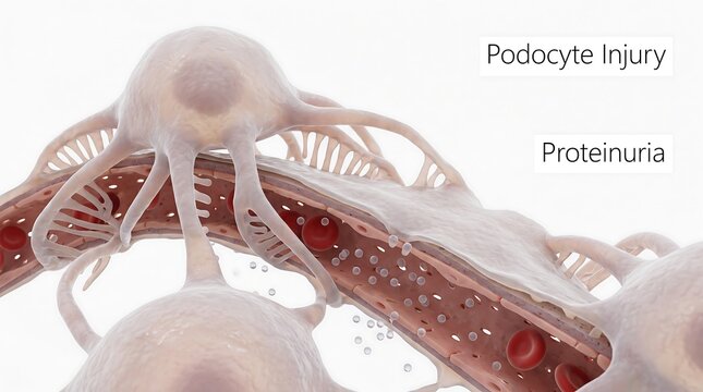 Podocyte injury and proteinuria cellular mechanism in kidney with podocyte, cellular