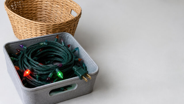 Old Christmas Lights Prepared for Specialist E-Waste Recycling