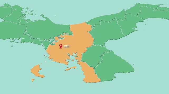 Mapa de Panam&aacute; con divisi&oacute;n pol&iacute;tica resaltando la provincia de Veraguas con su capital Santiago de Veraguas