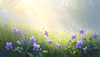 Obraz premium Violet Wildflowers Meadow