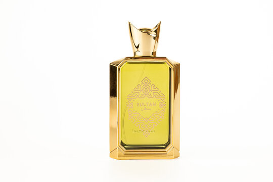 Araras, S&atilde;o Paulo, Brazil. August 17, 2026. Sultan perfume; photos of Sultan perfume on a white background with selective focus.