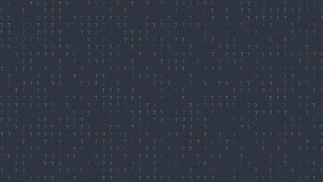 Scattered Number Seven Digit Pattern in Teal and Orange on Dark Navy Background
