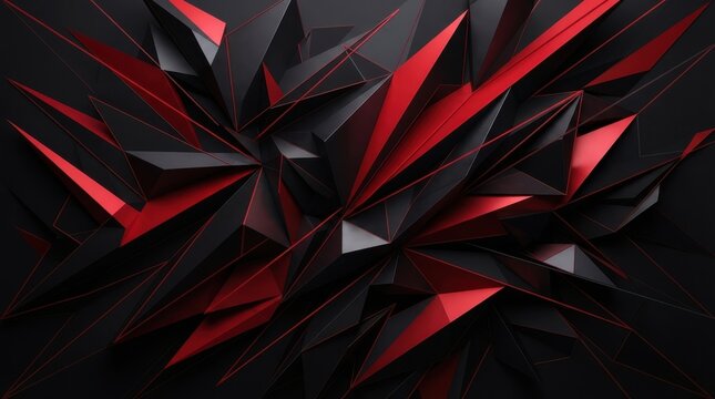 Abstract red and black geometric crystal polygon background