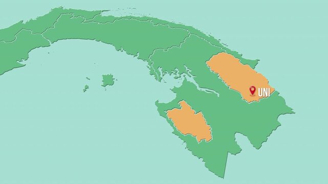 Mapa de Panam&aacute; con divisi&oacute;n pol&iacute;tica resaltando la provincia de Ember&aacute;-Wounaan con su capital Uni&oacute;n Choc&oacute;