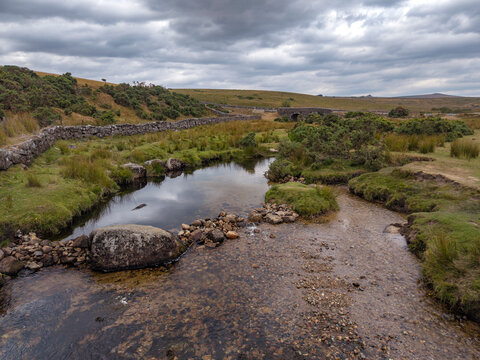 Quaint Dartmoor stream at Little Cherry Brook bridge