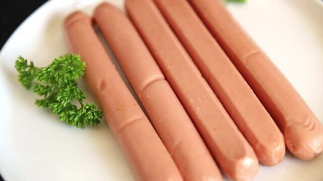 Sausages halal poultry meat turkey or chicken dish delicious appetizer fresh and delicious gourmet food background on the table traditional rustic food top view copy space