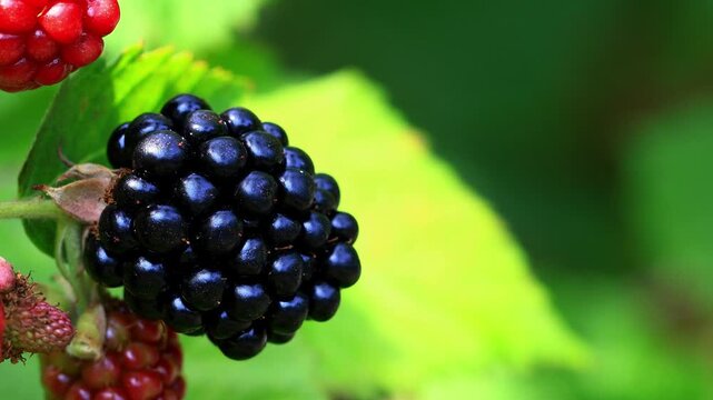 real blackberries in the nature 4k video