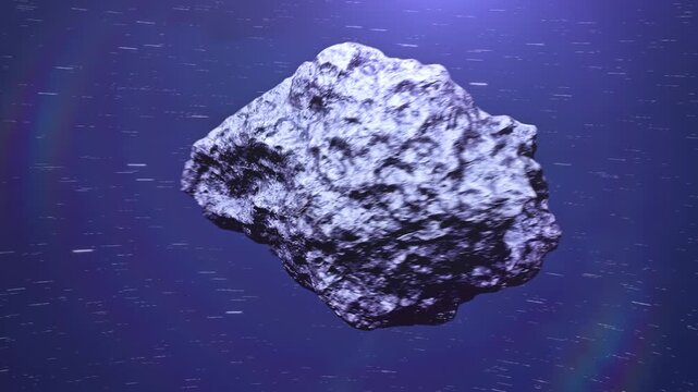 Large Asteroid Travels Through the Dark Vacuum of Outer Space Near Earth Orbit