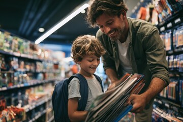 Obraz premium Parent Helping Child Select Back to School Essentials