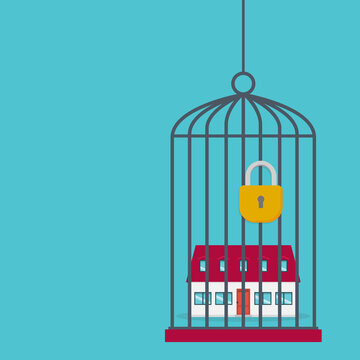 Property Locked in Cage with Padlock, Real Estate Investment and Asset Protection