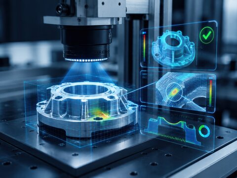 AI Machine Vision Scanning Precision Metal Part for Quality Assurance