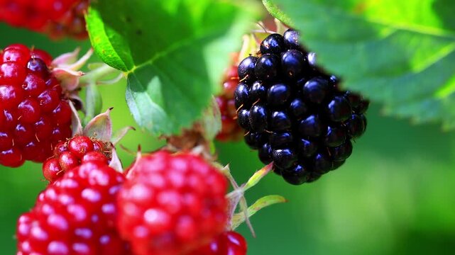 real blackberries in the nature 4k video