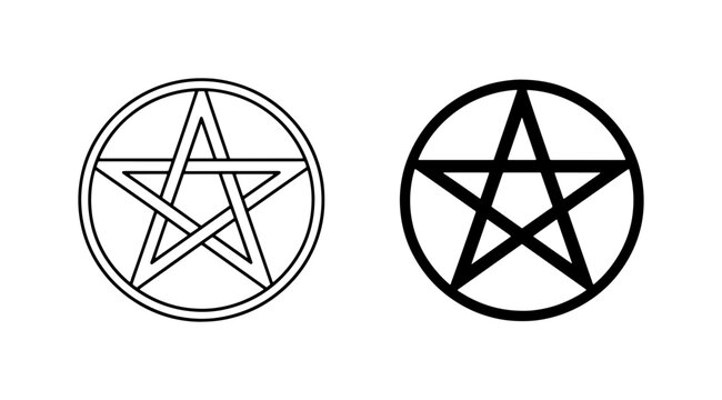 Pentagram Symbols, Occult Star Icons, Mystical Circle Designs, Wiccan Magic Emblems