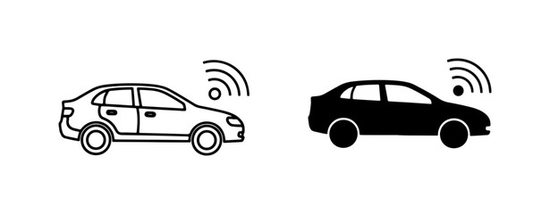 Fototapeta premium Connected Car Icons, Wireless Vehicle Symbols, Automotive Technology Concepts