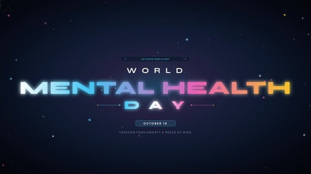 World Mental Health Day Animated Glowing Typography Banner