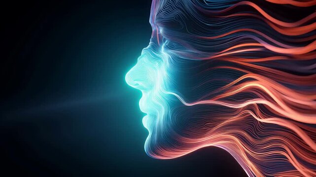 AI Face with Glowing Digital Energy