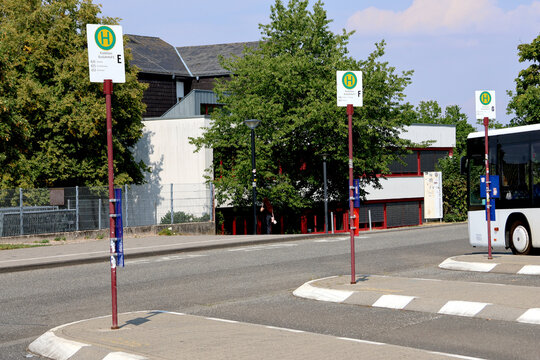 Kastellaun, Germany - August 17, 2026: Rural public transport hub with regional buses
