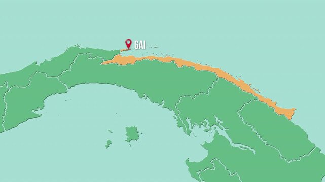 Mapa de Panam&aacute; con divisi&oacute;n pol&iacute;tica resaltando la provincia de Guna Yala con su capital Gaigirgordub