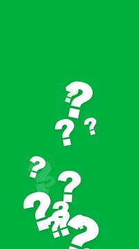 Vertical bold black question marks stream rising animation on yellow background vibrant motion graphics video overlay