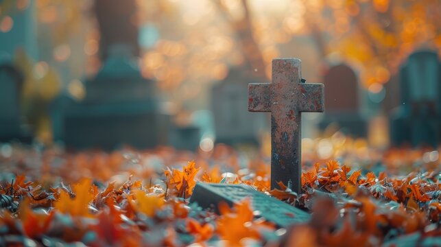 Crosses marking the graves in a burial ground