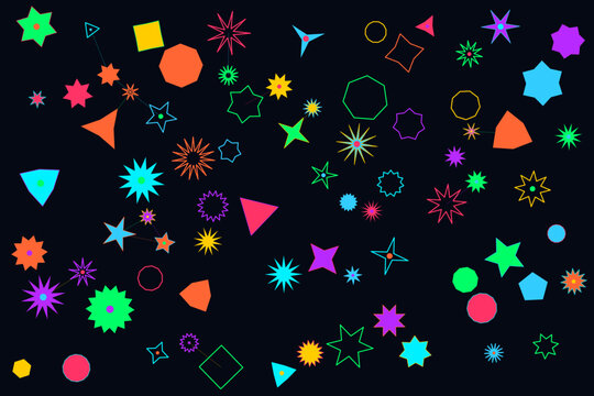 Abstract geometric pattern vibrant multicolored shapes dark background
