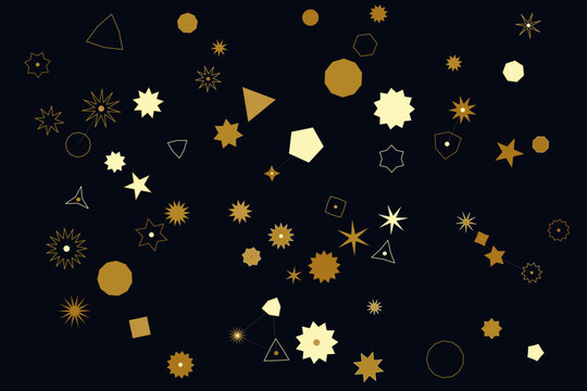 Minimalist gold geometric celestial silhouette shapes pattern
