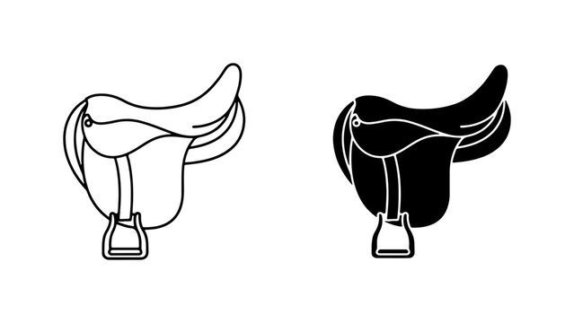 Equestrian Saddle Icons, Horse Riding Gear Vector Set, Western and English Saddle Silhouettes