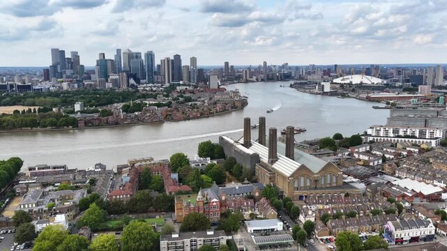 Greenwich Power Station Canary Wharf O2 Aerial 4K