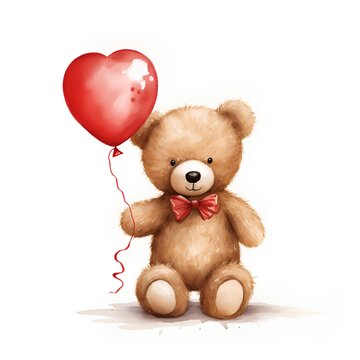 teddy bear with heart shaped balloon