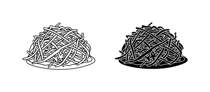 Noodle Pile Vector Art, Spaghetti Illustration, Pasta Dish Icon, Food Graphics