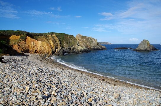 Beach of the Spaniards' Point also called Pointe des Espagnols in Brittany in France, Europe