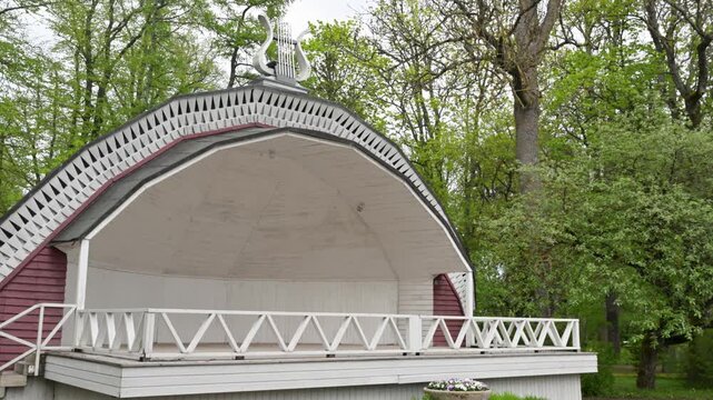 Outdoor wooden concert stage in Kuressaare, Estonia