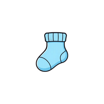 Baby socks icon in soft blue for infant shower gifts, isolated vector, clean edges, no shadows, transparent background