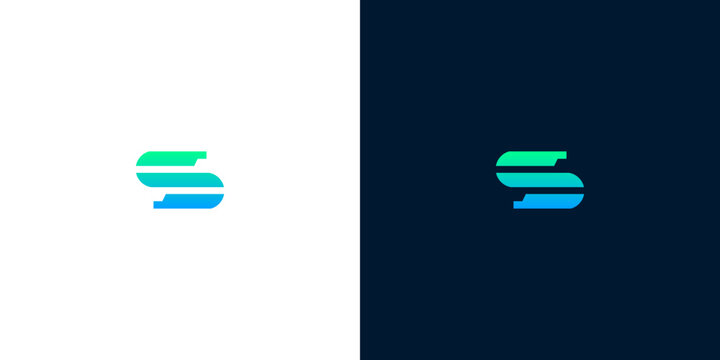 Modern letter S tech logo icon with dynamic speed lines and gradient color for digital business branding