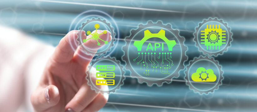 Woman touching an api concept