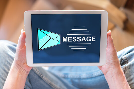 Message concept on a tablet