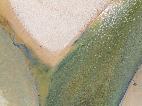Bird eye view photo of sea beach water surface texture background